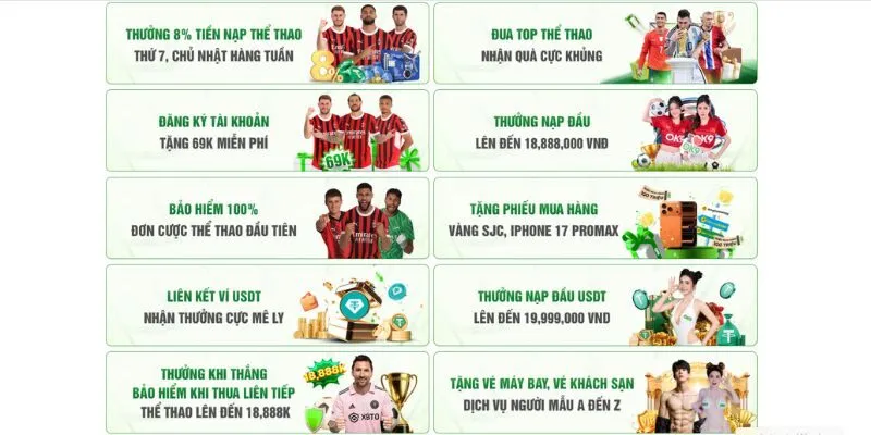 OK9 cung cấp đa dạng khuyến mãi cho người chơi